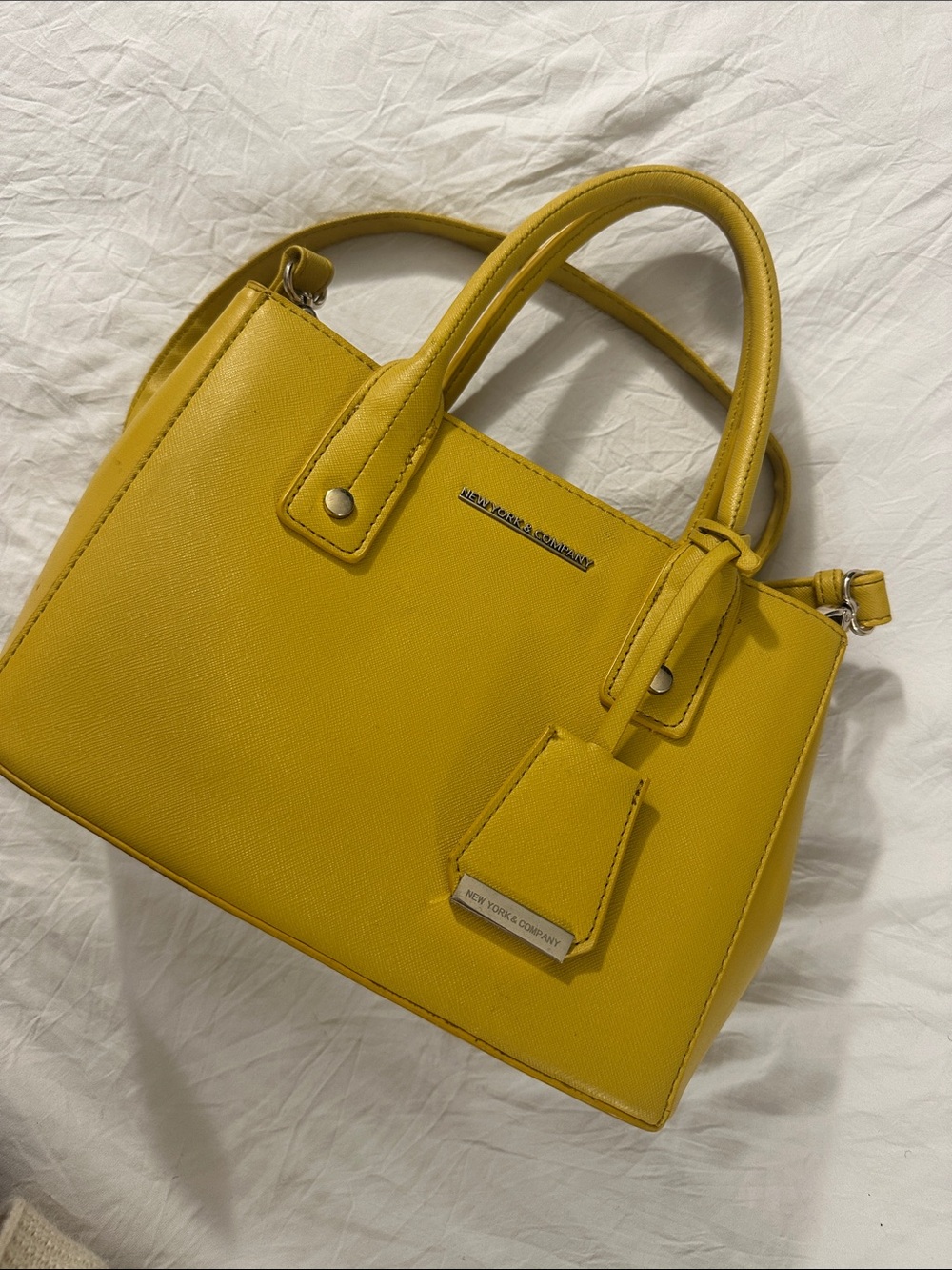 New York & Company Mustard Yellow Structured Satchel